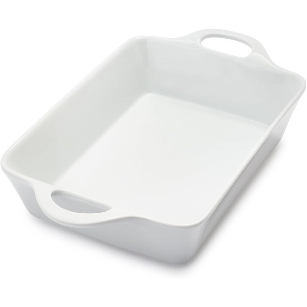 imageSur La Table 3 Qt Porcelain Baking Dish Rectangular Casserole Baker for Pasta Roasted Veggies amp Desserts Classic White Glaze Oven to Table Nesting Bakeware Dishwasher