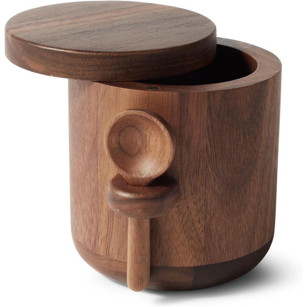 imageSur La Table American Black Walnut Salt Keeper Stylish Countertop Storage for Everyday Cooking