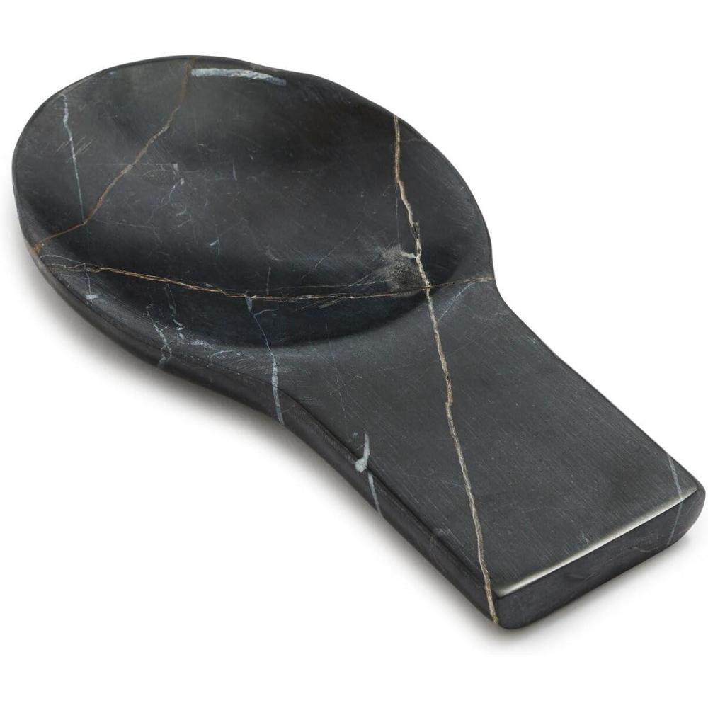 imageSur La Table Black Marquina Marble Spoon Rest Handcrafted Kitchen Utensil Holder for Stove or Countertop Elegant and Durable Design