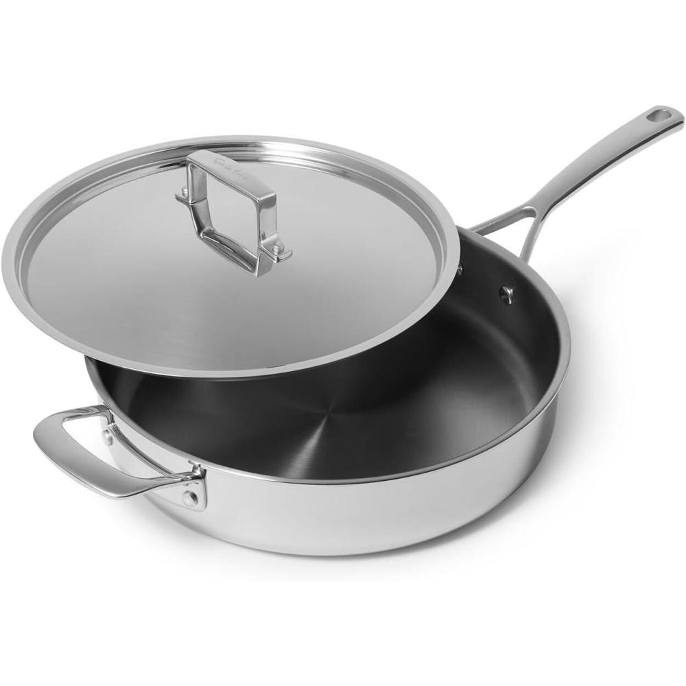 imageSur La Table Classic 5Ply Stainless Steel Saut Pan 5 Qt Silver