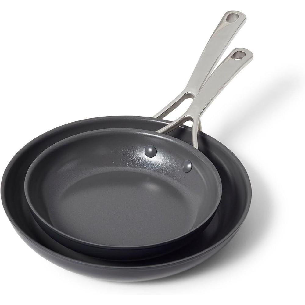 imageSur La Table Classic Hard Anodized Ceramic Nonstick Skillet Set of 2 8 amp 10 Aluminum