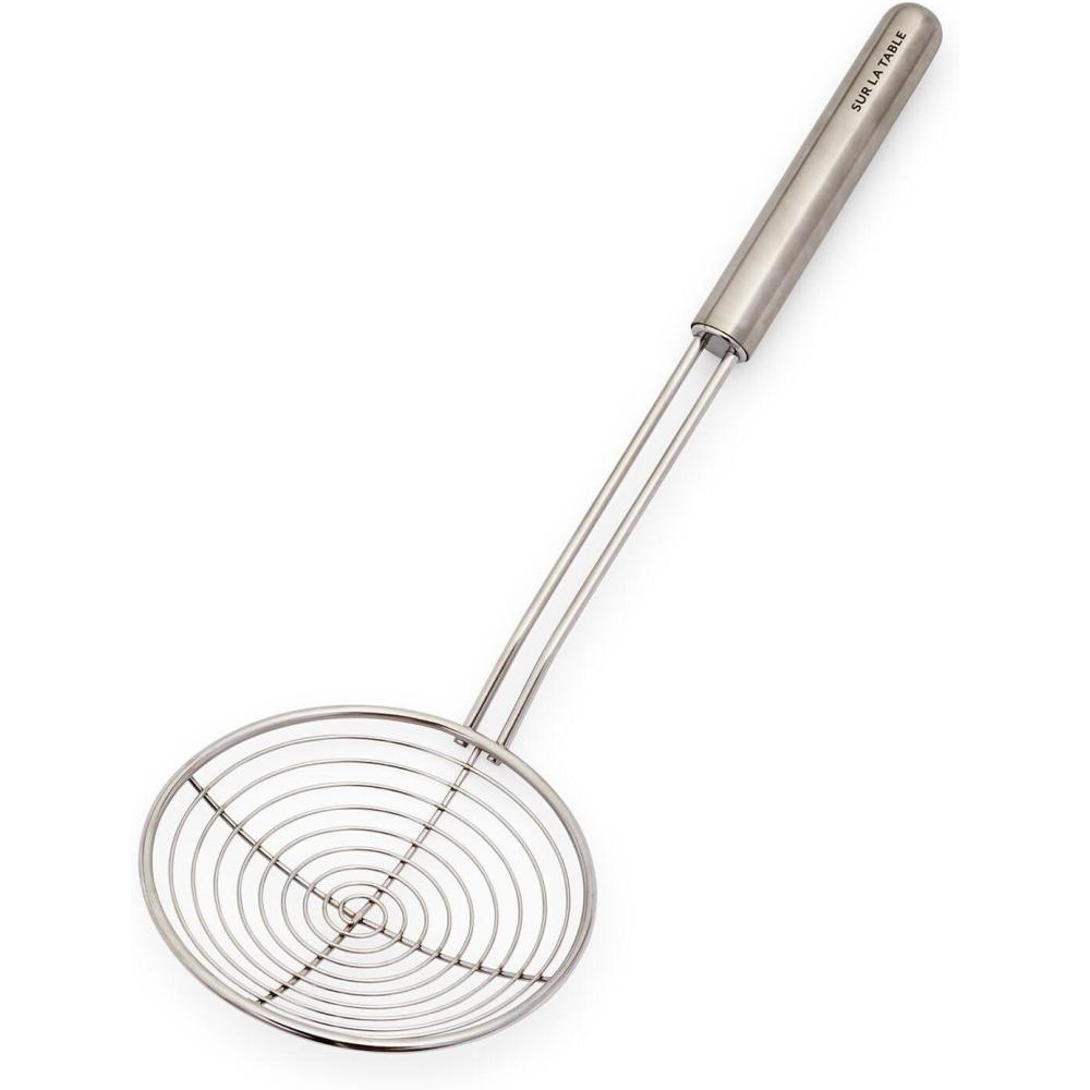 imageSur La Table Stainless Steel Wire Skimmer 188 Steel with Long 14 Handle for Lifting Fried or Delicate Foods Weighted Ergonomic Grip Dishwasher