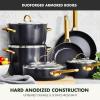 GreenPan Hard Anodized Healthy Ceramic Nonstick 10″ and 12″ Frying Pan Skillet Set, Gold Handle, PFAS-Free, Dishwasher Safe, Oven Safe, Taupe(Black)