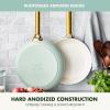 GreenPan Hard Anodized Healthy Ceramic Nonstick 10″ and 12″ Frying Pan Skillet Set, Gold Handle, PFAS-Free, Dishwasher Safe, Oven Safe, Taupe(Julep Green)