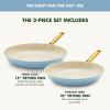 GreenPan Hard Anodized Healthy Ceramic Nonstick 10″ and 12″ Frying Pan Skillet Set, Gold Handle, PFAS-Free, Dishwasher Safe, Oven Safe, Taupe(Sky Blue)