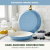 GreenPan Hard Anodized Healthy Ceramic Nonstick 10″ and 12″ Frying Pan Skillet Set, Gold Handle, PFAS-Free, Dishwasher Safe, Oven Safe, Taupe(Sky Blue)