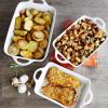 Sur La Table 3 Qt Porcelain Baking Dish – Rectangular Casserole Baker for Pasta, Roasted Veggies & Desserts, Classic White Glaze, Oven to Table, Nesting Bakeware, Dishwasher