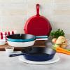 Sur La Table Enameled Cast Iron Skillet – 10″ Frying Pan for Searing, Sautéing & Baking, Oven to 500°F, Induction Compatible, Durable Nonstick Interior, Even Heat Distribution, White