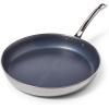 Viking 3-Ply Non Stick Frying Pans, 2-Piece Hybrid Plus Stainless Steel, 9.5 and 11 Inch, Silver(12 Inches)