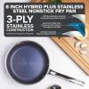 Viking 3-Ply Non Stick Frying Pans, 2-Piece Hybrid Plus Stainless Steel, 9.5 and 11 Inch, Silver(8 Inches)