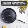 Viking 4-Ply Frying Pan, 8 Inch Laser Clad Titanium Performance Ti Kitchen Cookware, Blue/SIlver(12 Inch)