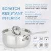Viking 4-Ply Sauce Pan with Lid, 2 Quart Laser Clad Titanium Performance Ti Saucepan Cooking Pot, Dishwasher and Oven Safe, Induction Ready, Blue/Silver