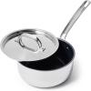 Viking 4-Ply Sauce Pan with Lid, 2 Quart Laser Clad Titanium Performance Ti Saucepan Cooking Pot, Dishwasher and Oven Safe, Induction Ready, Blue/Silver