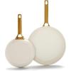 GreenPan Hard Anodized Healthy Ceramic Nonstick 10″ and 12″ Frying Pan Skillet Set, Gold Handle, PFAS-Free, Dishwasher Safe, Oven Safe, Taupe(Cream White)