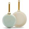GreenPan Hard Anodized Healthy Ceramic Nonstick 10″ and 12″ Frying Pan Skillet Set, Gold Handle, PFAS-Free, Dishwasher Safe, Oven Safe, Taupe(Julep Green)
