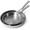 Sur La Table Classic 5-Ply Stainless Steel 2-Piece Skillet Set, 8″ & 10″, Silver