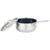 Viking 4-Ply Sauce Pan with Lid, 2 Quart Laser Clad Titanium Performance Ti Saucepan Cooking Pot, Dishwasher and Oven Safe, Induction Ready, Blue/Silver