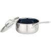 Viking 4-Ply Sauce Pan with Lid, 3 Quart Laser Clad Titanium Performance Ti Saucepan Cooking Pot, Dishwasher and Oven Safe, Induction Ready, Blue/Silver