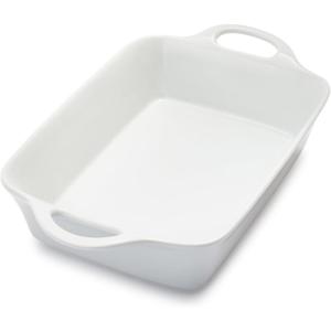 Sur La Table 2 Qt Porcelain Baking Dish – Rectangular Casserole Baker for Pasta, Roasted Veggies & Desserts, Classic White Glaze, Oven to Table, Nesting Bakeware, Dishwasher