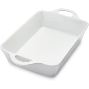 Sur La Table 3 Qt Porcelain Baking Dish – Rectangular Casserole Baker for Pasta, Roasted Veggies & Desserts, Classic White Glaze, Oven to Table, Nesting Bakeware, Dishwasher
