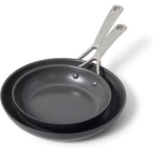 Sur La Table Classic Hard Anodized Ceramic Nonstick Skillet Set of 2, 8″ & 10″, Aluminum