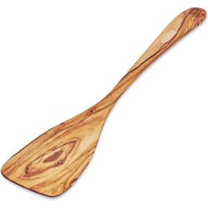 Sur La Table Olivewood Curved Turner – 15.2″ Handcrafted Italian Wooden Cooking Utensil for Sautéing, Folding & More – Unique Grain & Pattern