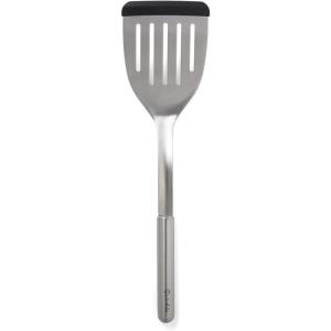 Sur La Table Stainless Steel Silicone Edge Slotted Turner, Black