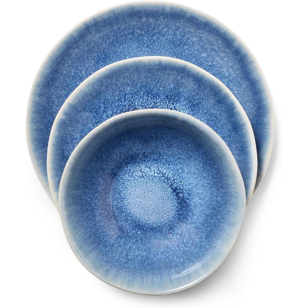 imageSur La Table Cloud Stoneware Dinnerware Set 12Piece Handcrafted Ceramic Collection Made in Portugal with Reactive Glaze Organic Design Dishwasher amp Microwave Blue