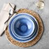 Sur La Table Cloud Stoneware Dinnerware Set – 12-Piece Handcrafted Ceramic Collection Made in Portugal with Reactive Glaze, Organic Design, Dishwasher & Microwave, Blue