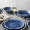 Sur La Table Cloud Stoneware Dinnerware Set – 12-Piece Handcrafted Ceramic Collection Made in Portugal with Reactive Glaze, Organic Design, Dishwasher & Microwave, Blue