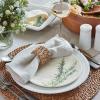 Sur La Table Pearl Stoneware Salad Plates – Set of 4 with Raised Dot Border & Distressed Edges, Vintage-Inspired Durable Dinnerware, Dishwasher & Microwave(White)