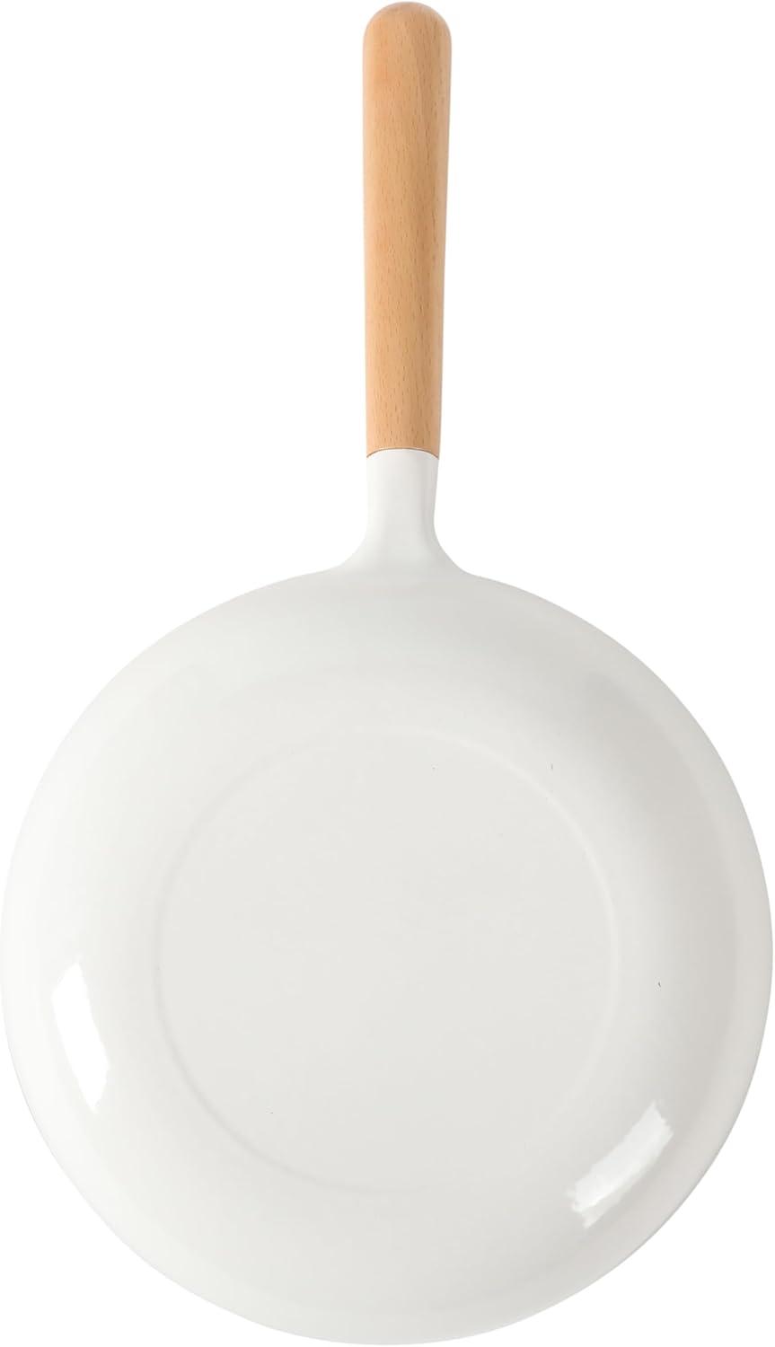 imageSur La Table Kitchen Essential Main Canteen 95 PreSeasoned Cast Iron Skillet wWood Handle Natural Nonstick Lightweight Frying Pan for Searing Sauting amp Everyday Cooking BlueEggshell White Skillet
