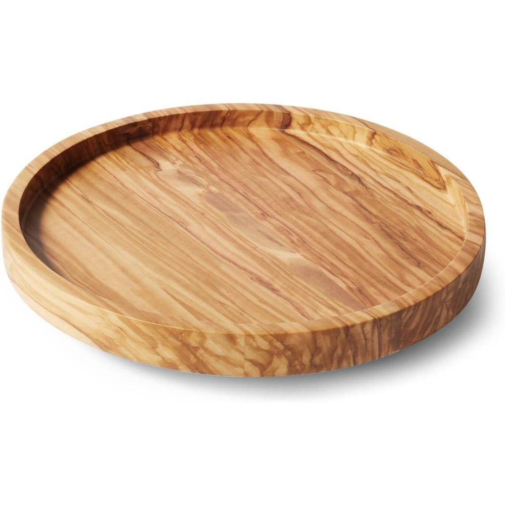 imageSur La Table Italian Olivewood Lazy Susan 105 Round Rotating Serving Tray with Raised Edge WarpResistant Wood for Condiments Spices Coffee Pods or Table Centerpiece