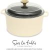 Sur La Table Kitchen Essential Main Canteen 9.5″ Pre-Seasoned Cast Iron Skillet w/Wood Handle, Natural Nonstick Lightweight Frying Pan for Searing, Sautéing & Everyday Cooking – Blue(Eggshell White (5qt Dutch))