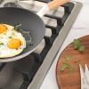 Sur La Table Kitchen Essential Main Canteen 9.5″ Pre-Seasoned Cast Iron Skillet w/Wood Handle, Natural Nonstick Lightweight Frying Pan for Searing, Sautéing & Everyday Cooking – Blue(Eggshell White (Skillet))
