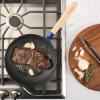 Sur La Table Kitchen Essential Main Canteen 9.5″ Pre-Seasoned Cast Iron Skillet w/Wood Handle, Natural Nonstick Lightweight Frying Pan for Searing, Sautéing & Everyday Cooking – Blue(Blue (Skillet))