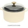 Sur La Table Kitchen Essential Main Canteen 9.5″ Pre-Seasoned Cast Iron Skillet w/Wood Handle, Natural Nonstick Lightweight Frying Pan for Searing, Sautéing & Everyday Cooking – Blue(Eggshell White (5qt Dutch))