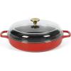 Sur La Table Kitchen Essential Main Canteen 9.5″ Pre-Seasoned Cast Iron Skillet w/Wood Handle, Natural Nonstick Lightweight Frying Pan for Searing, Sautéing & Everyday Cooking – Blue(Red (Braiser))
