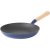 Sur La Table Kitchen Essential Main Canteen 9.5″ Pre-Seasoned Cast Iron Skillet w/Wood Handle, Natural Nonstick Lightweight Frying Pan for Searing, Sautéing & Everyday Cooking – Blue(Blue (Skillet))