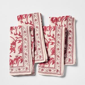 Sur La Table Floral Blossom Napkins, Set of 4, Berry(Berry)