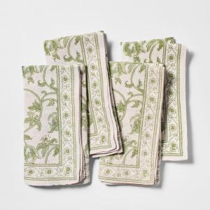 Sur La Table Floral Blossom Napkins, Set of 4, Berry(Green)
