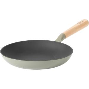 Sur La Table Kitchen Essential Main Canteen 9.5″ Pre-Seasoned Cast Iron Skillet w/Wood Handle, Natural Nonstick Lightweight Frying Pan for Searing, Sautéing & Everyday Cooking – Blue(Juniper Green (Skillet))