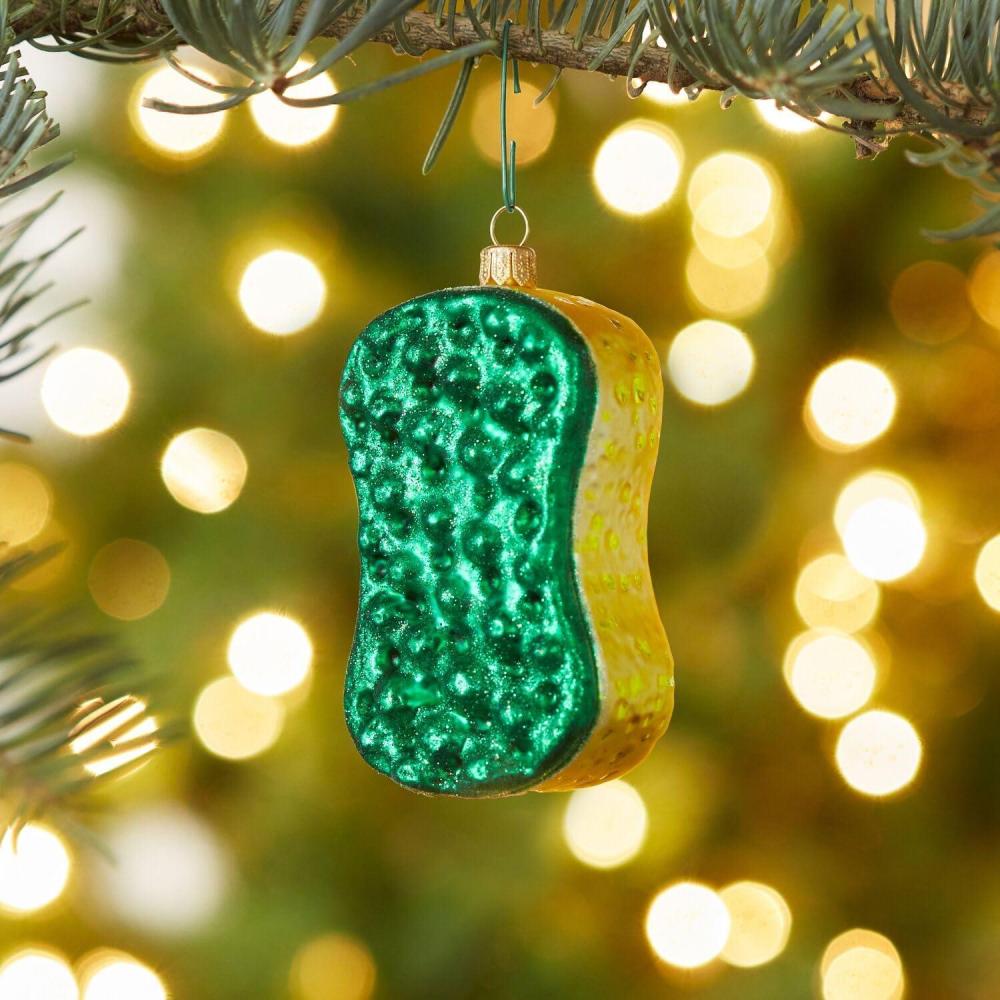 imageSur La Table Sponge Glass Hanging Blown Glass Ornament  Painted by Hand Holiday Christmas Tree Decoration