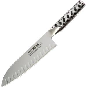Global G-48-7 inch, 18cm Santoku Hollow Ground Knife, 7″, Stainless