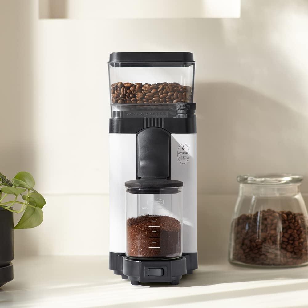 imageTechnivorm Moccamaster 49522 KM5 Burr Coffee Grinder Matte WhitePolished Silver