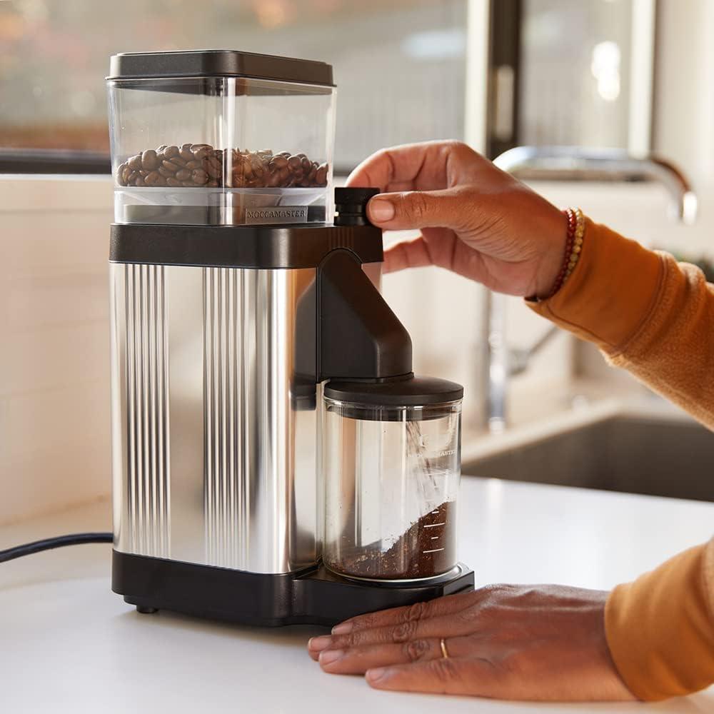 imageTechnivorm Moccamaster 49522 KM5 Burr Coffee Grinder Matte WhitePolished Silver
