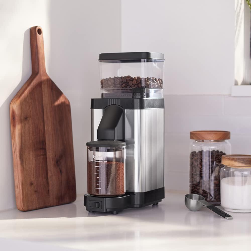 imageTechnivorm Moccamaster 49522 KM5 Burr Coffee Grinder Matte WhitePolished Silver