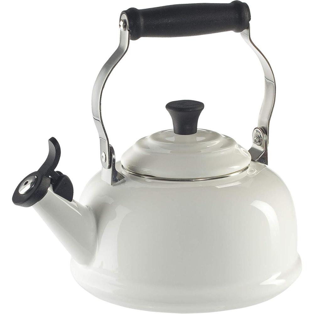 imageLe Creuset Enamel On Steel Whistling Tea Kettle 17 qt CeriseWhite