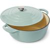 Sur La Table 7-Qt Enameled Cast Iron Dutch Oven – With Lid for Braising, Baking & Deep Frying, Induction Compatible, Oven to 500°F, Seals in Moisture for Flavorful Results, Light Teal(Light Teal)