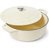 Sur La Table 7-Qt Enameled Cast Iron Dutch Oven – With Lid for Braising, Baking & Deep Frying, Induction Compatible, Oven to 500°F, Seals in Moisture for Flavorful Results, Light Teal(Almond)
